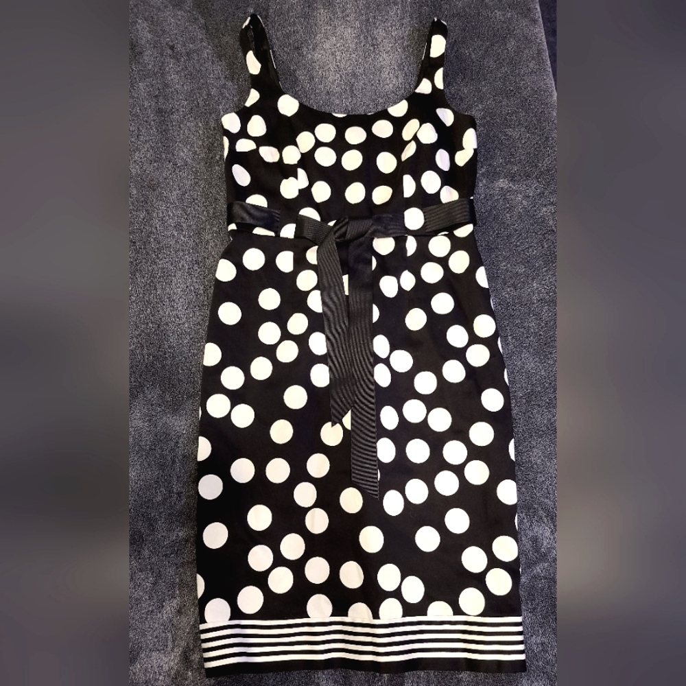 London times black and white polka-dot dress size 8 NWOT
